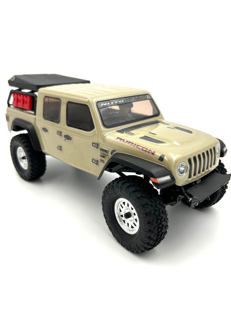 MZtoyz RC Truck 1/24 SCX24 Jeep JT Gladiator 4WD Rock Crawler Brushed RTR (Everything is Included in The Box), Beige, AXI00005T1