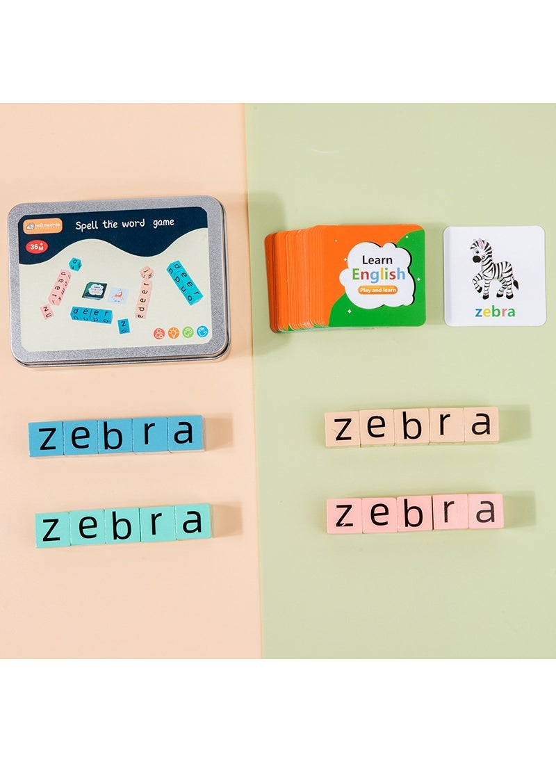 Children English Word Battle Blocks Game 20 small iron boxes (54 cards) 0.25kg