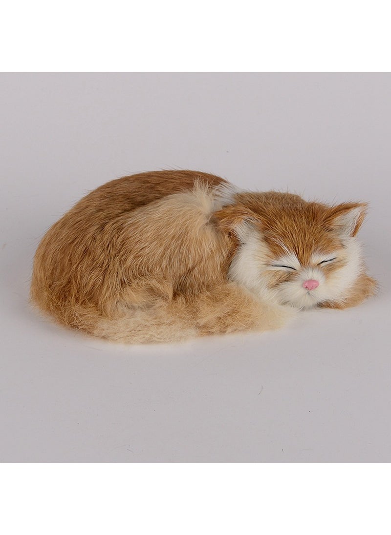 Cute Sleeping Cat Plush Stuffed Toy Craft Gift Yellow