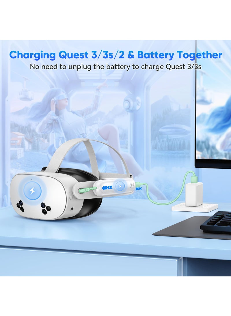 Battery Pack for Meta Quest 3S/3/2, 20000mWh 18W Fast Charging Battery for Oculus Quest 3S/3 Accessories, Extended VR Headset Battery, Lightweight and Portable Charger for Extra 2-4H