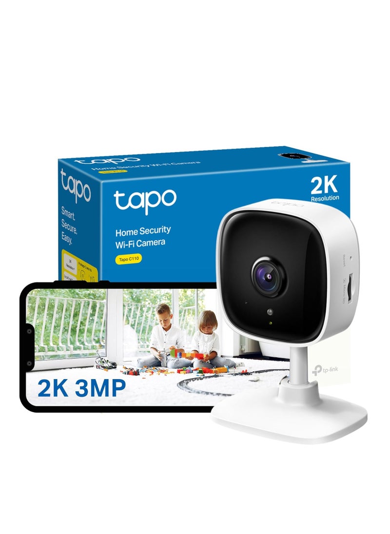 Tapo TP-Link Mini Smart Security Camera, Indoor CCTV, Works with Alexa&Google Home, No Hub Required, 3MP(2304 × 1296) High Definition, 2-Way Audio, Night Vision, SD Storage, Device Sharing( C110)