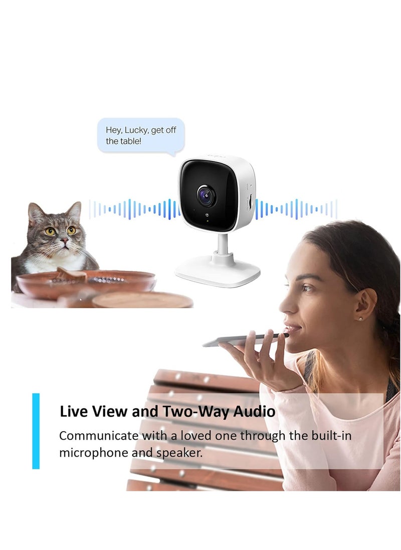 Tapo TP-Link Mini Smart Security Camera, Indoor CCTV, Works with Alexa&Google Home, No Hub Required, 3MP(2304 × 1296) High Definition, 2-Way Audio, Night Vision, SD Storage, Device Sharing( C110)