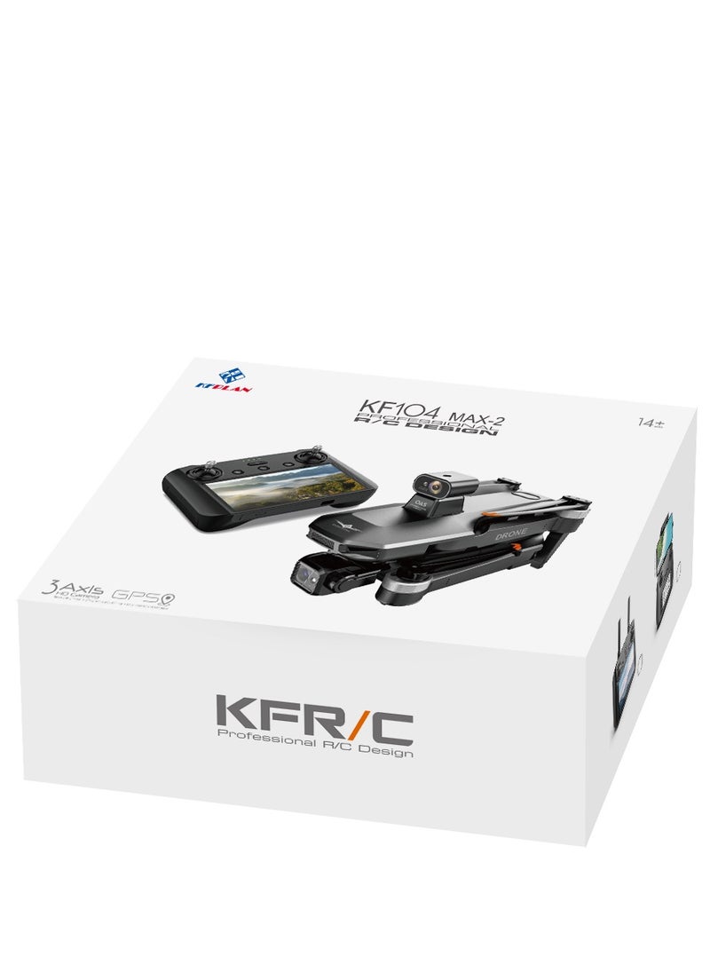 MZtoyz, KF104 Max 2 Drone, 4K Camera, 5G WiFi, 3-Axis Gimbal, Obstacle Avoidance, Brushless Quadcopter, 6KM Distance, 3 Batteries Included