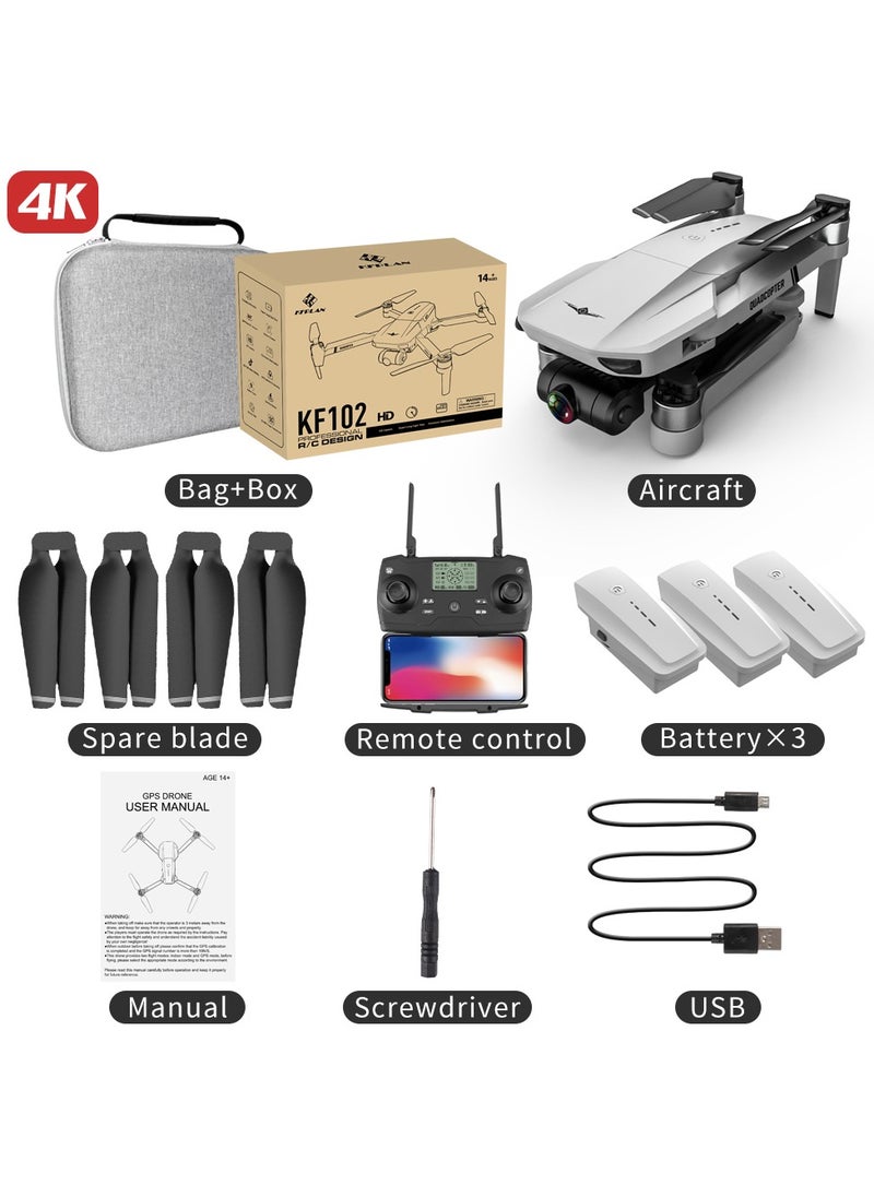MZtoyz, KF102 GPS Drone with 4K HD Camera, 2-Axis Gimbal, 1200M Range, 50Mins Flight Time (3 Batteries included) One Button Return