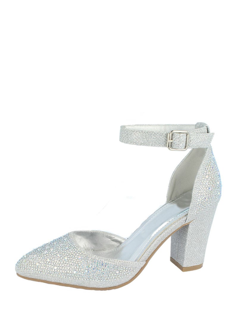 Glitter Block Heel Pump