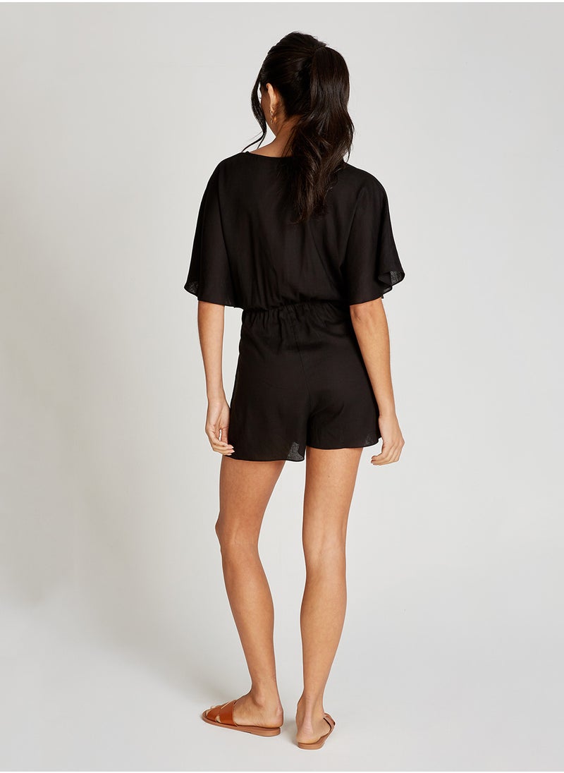 Knot Detail V Neck Playsuit