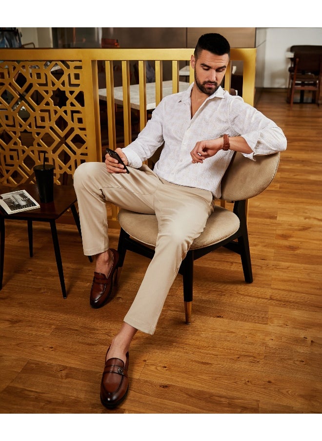 Men's Ivory White Foil-Creased Shirt