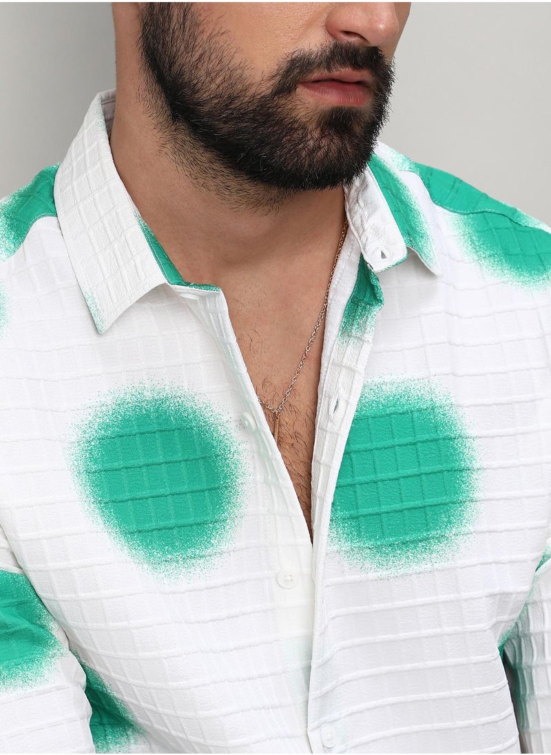 Men's Chalk White:Emerald Green Spraypaint Shirt