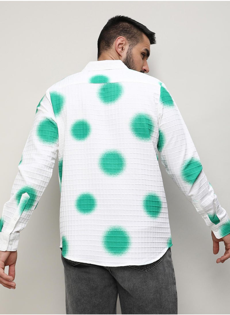 Men's Chalk White:Emerald Green Spraypaint Shirt