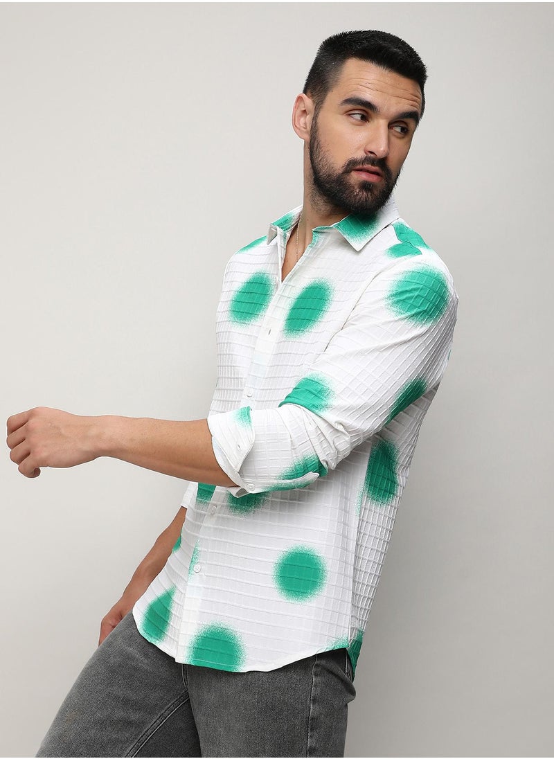 Men's Chalk White:Emerald Green Spraypaint Shirt