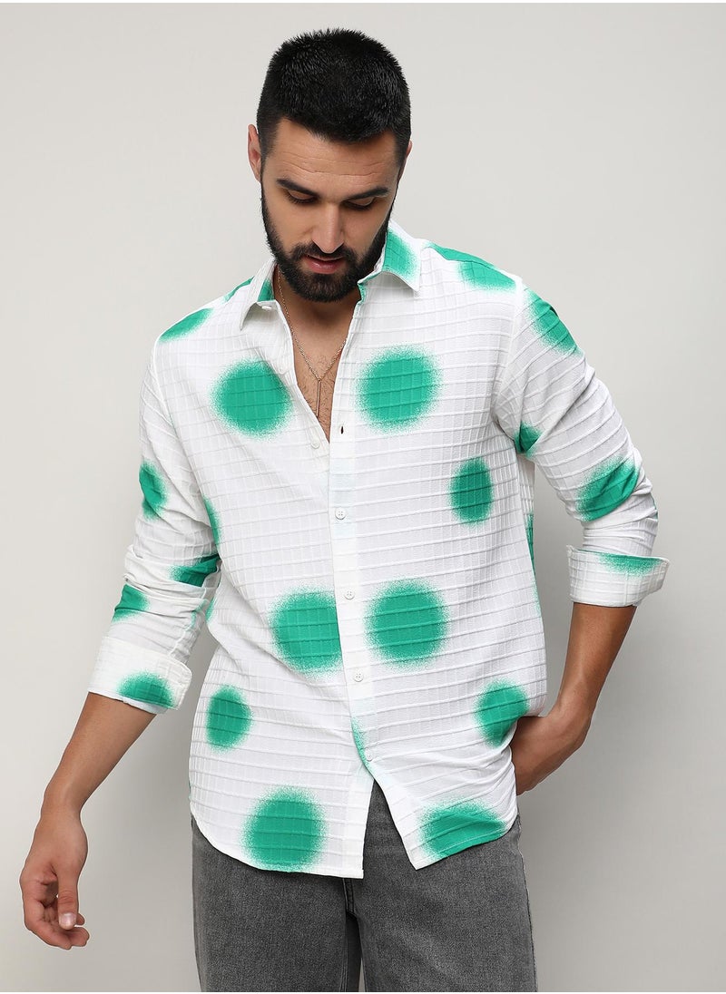 Men's Chalk White:Emerald Green Spraypaint Shirt