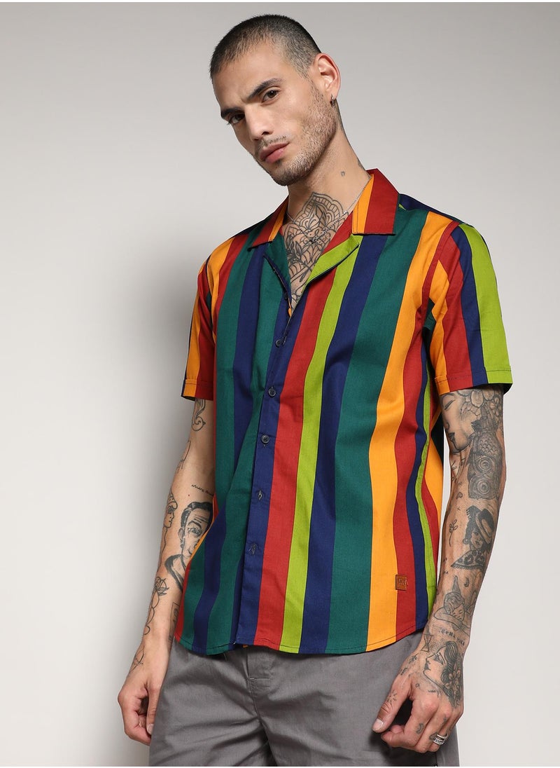 Men's Multicolour Awning Striped Shirt