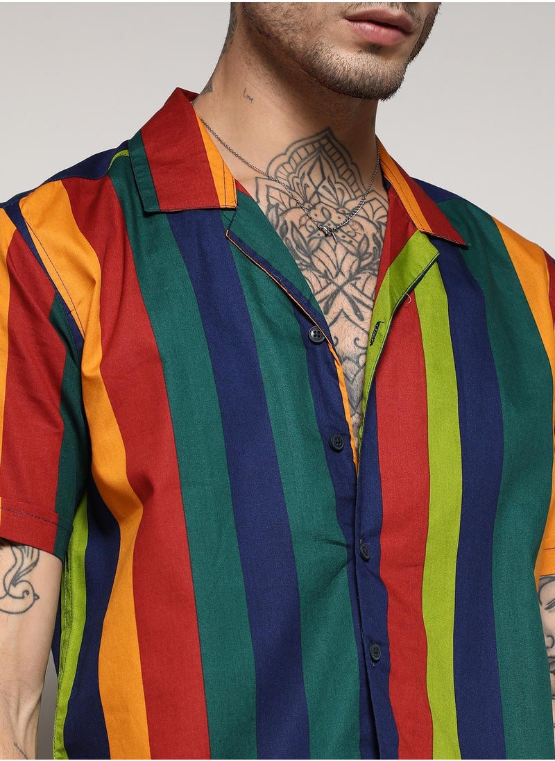 Men's Multicolour Awning Striped Shirt