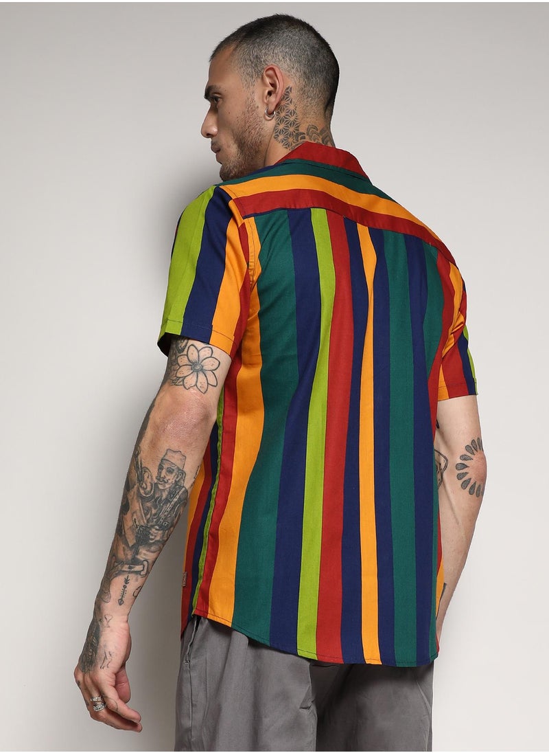 Men's Multicolour Awning Striped Shirt