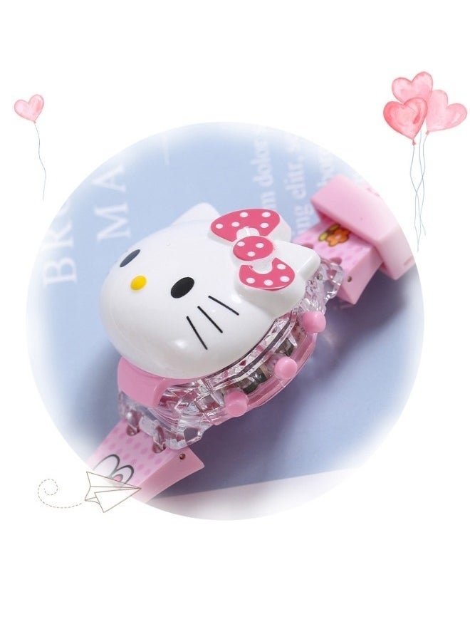 Hello Kitty Cartoon Children's Watch, Children's Watch Toy with Light Effect, Kids Electronic Watch with Music, Flip-top Cartoon Watch for Kids