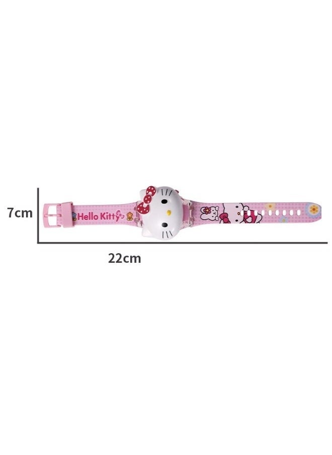 Hello Kitty Cartoon Children's Watch, Children's Watch Toy with Light Effect, Kids Electronic Watch with Music, Flip-top Cartoon Watch for Kids