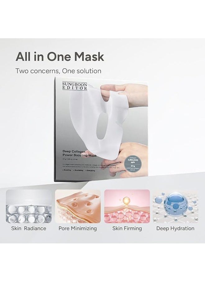 Deep Collagen Power Boosting Mask, Overnight Mask with Low Molecular Weight Collagen for Elasticity, Firming and Moisturizing, Wash Free Collagen Films Lifting Mask for Face