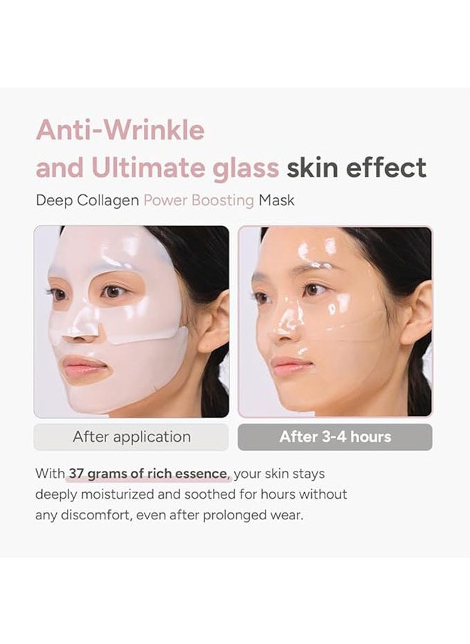 Deep Collagen Power Boosting Mask, Overnight Mask with Low Molecular Weight Collagen for Elasticity, Firming and Moisturizing, Wash Free Collagen Films Lifting Mask for Face