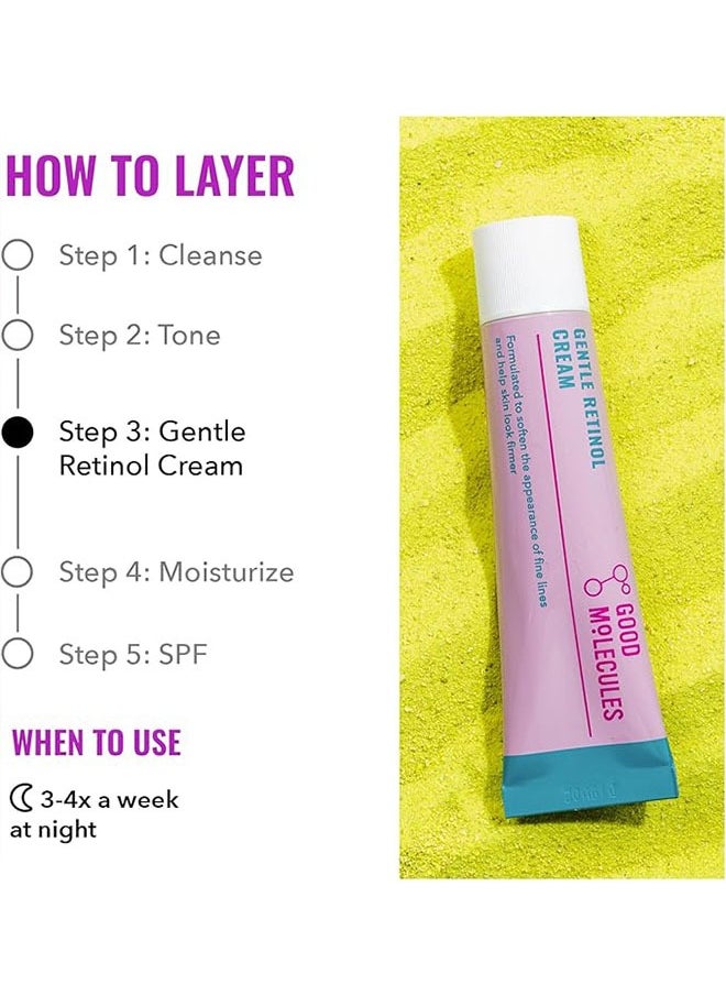 Gentle Retinol Cream 30ml, Targets Fine Lines, Congestion, Enlarged Pores, Anti Aging Skincare for Face, Night Cream