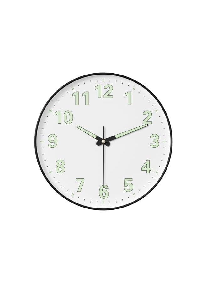 Night Light Wall Clock, 12 Inch Silent Non Ticking Quartz Battery Operated Wall Clocks Glow in The Dark, Luminous Wall Clock for Living Room Bedrrom Kitchen Office Home Decor (White)