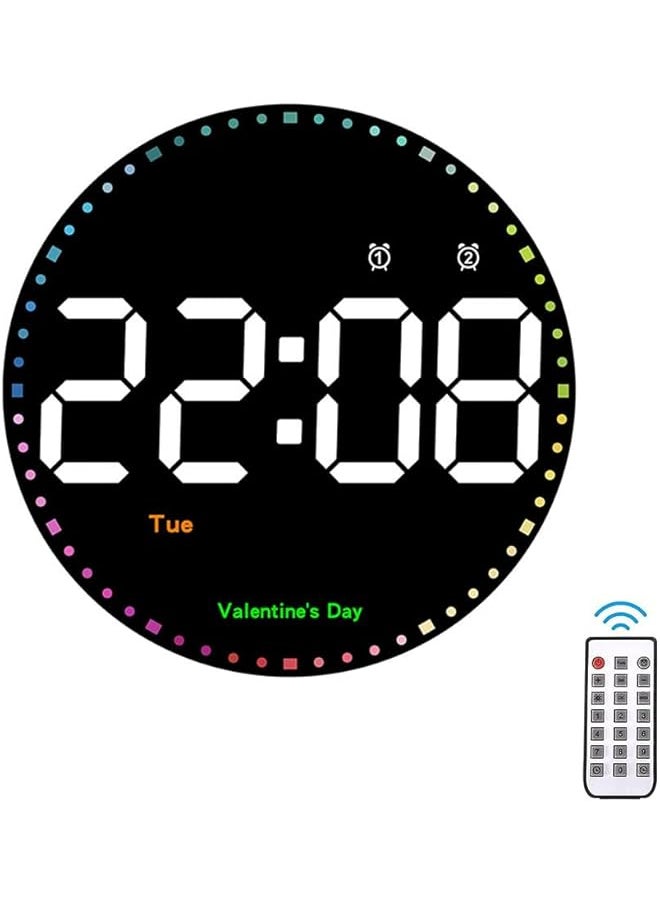 LED Digital Wall Clock, Adjustable Brightness Digital Clock, 10 Inch Large Digital Clock with Remote, Dimming Clock with Date Display, 12/24 Hour Temperature for Living, Bedroom, Office, Gym