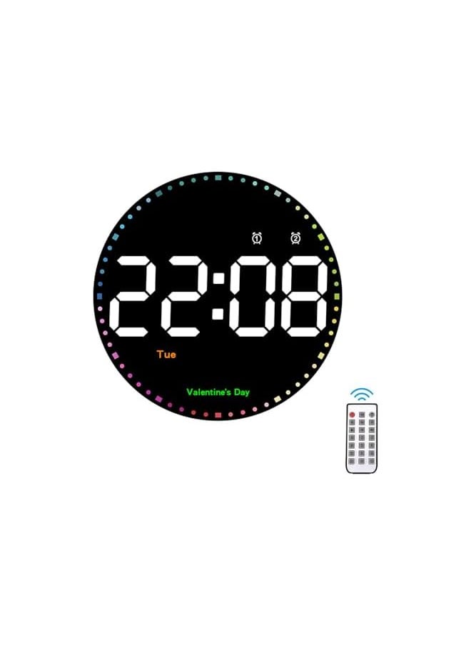 LED Digital Wall Clock, Adjustable Brightness Digital Clock, 10 Inch Large Digital Clock with Remote, Dimming Clock with Date Display, 12/24 Hour Temperature for Living, Bedroom, Office, Gym