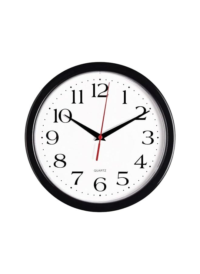 Wall Clock, 25.4cm Round Easy to Read, Silent Wall Clock, Quality Quartz Battery Operated for Bedroom, Living Room, Kitchen, Office School and Home Decor