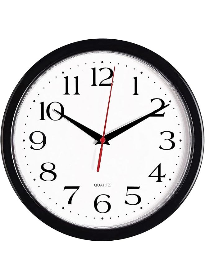 Wall Clock, 25.4cm Round Easy to Read, Silent Wall Clock, Quality Quartz Battery Operated for Bedroom, Living Room, Kitchen, Office School and Home Decor