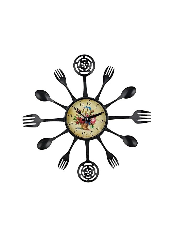 Spoon-Fork Kitchen Clock Black 40cm