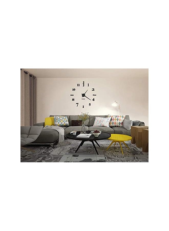 Large DIY 3D Wall Clock with Mirror Numbers Stickers