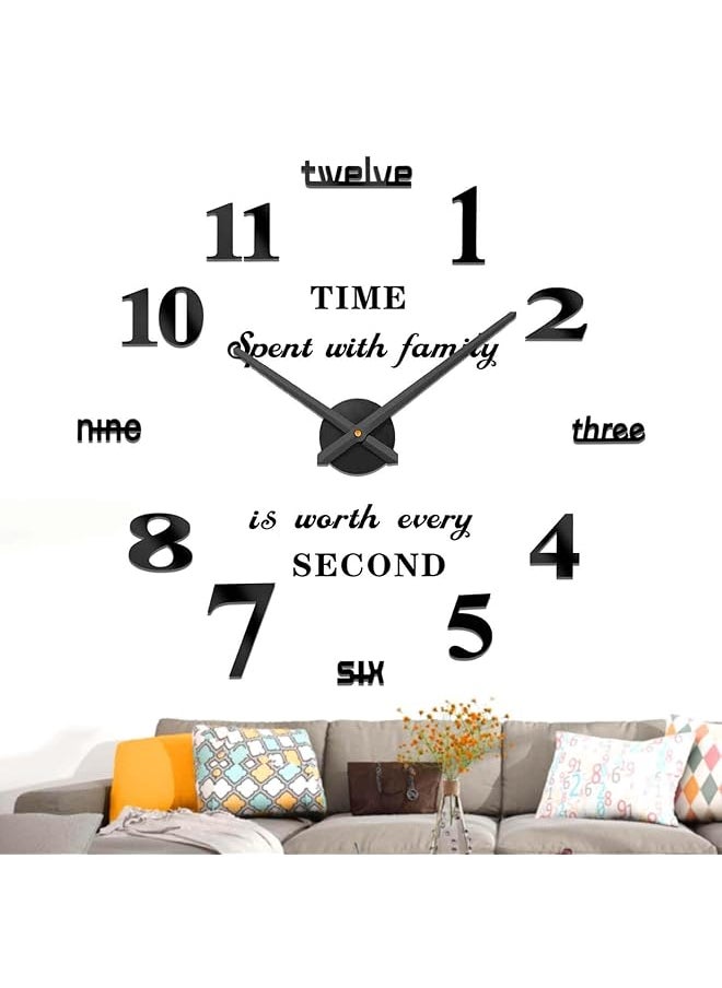 Large DIY 3D Wall Clock with Mirror Numbers Stickers