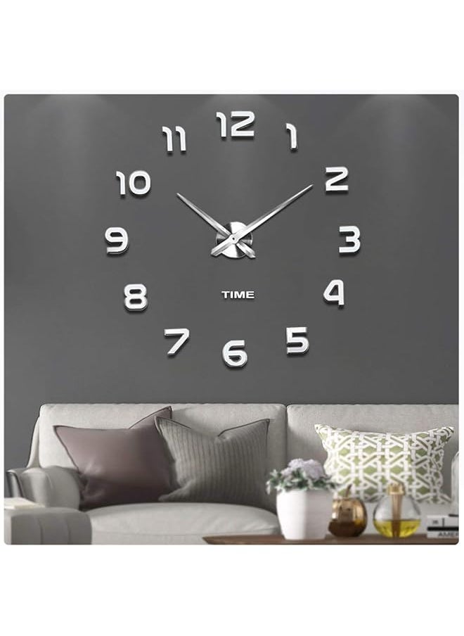 Frameless DIY Wall Clock 3D Mirror Wall Clock Large Mute Wall Stickers for Living Room Bedroom Home Decorations