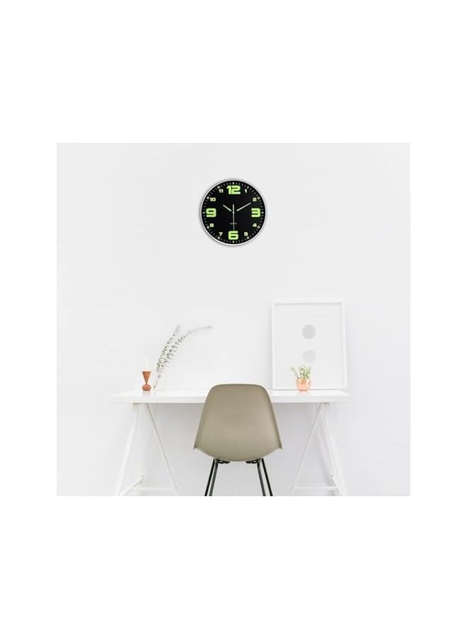 Modern Night Light Wall Clock, 12 inch Silent Non-Ticking Clock with Glow in The Dark Function, Battery Operate Lighted Wall Clock for Living Room Kitchen Bedroom Decor (White)