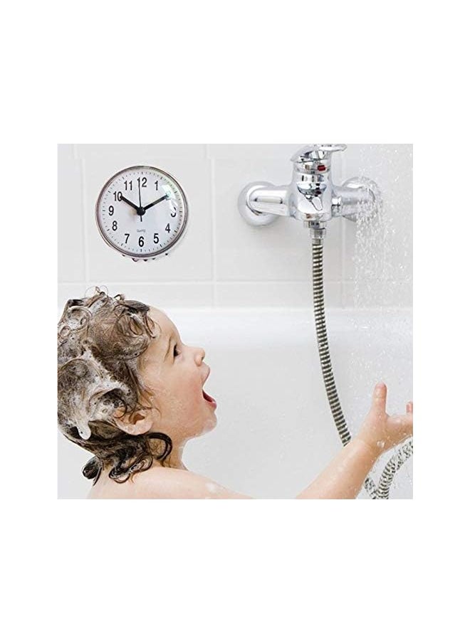Waterproof Bathroom Clock With Large Suction Cup, Battery Operated Mini Wall Clock, Anti-Fog Silent Clock for Toilet, Kitchen