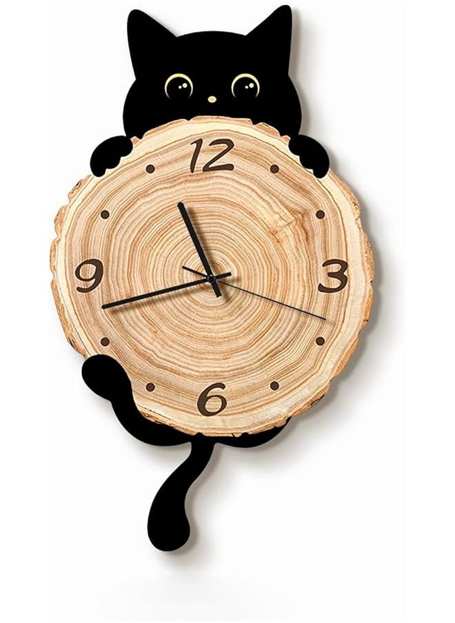 Wall Clocks Battery Operated,Cute Unique Silent Non-Ticking Cat Wall Clock Decorative for Living Room Bedroom Kitchen