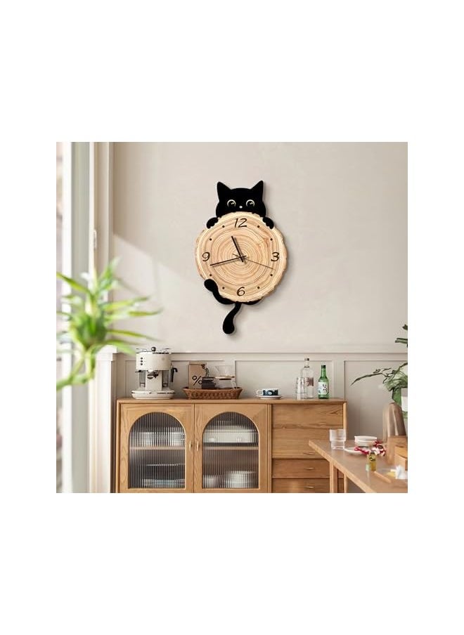 Wall Clocks Battery Operated,Cute Unique Silent Non-Ticking Cat Wall Clock Decorative for Living Room Bedroom Kitchen