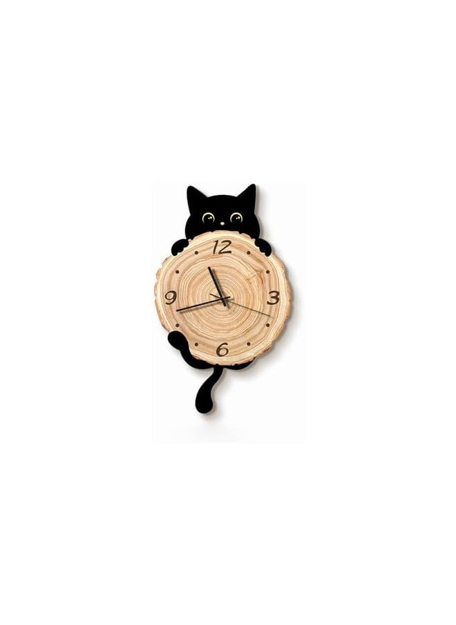 Wall Clocks Battery Operated,Cute Unique Silent Non-Ticking Cat Wall Clock Decorative for Living Room Bedroom Kitchen