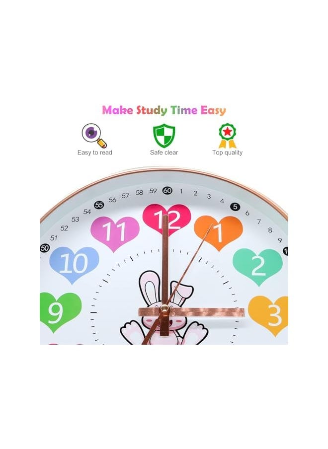 Kid Wall Clocks, 30cm Silent Non Ticking Learn to Tell Time Clock, Learning Clock for Kids, Colorful Wall Clock for Kids Battery Operated, Wall Clock for Kids Room Decor Bedroom Classroom