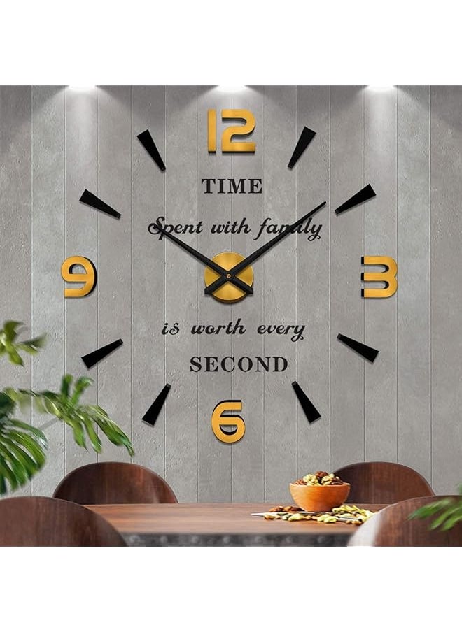 Modern Mute DIY Frameless Large Wall Clock 3D Mirror Sticker Metal Big Watches Home Office Decorations