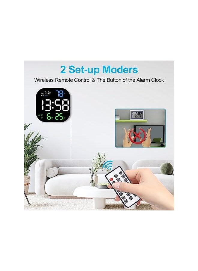 Digital Wall Clock Large Display, Digital Wall Clock with Remote, with Date Week Temperature, 10.55