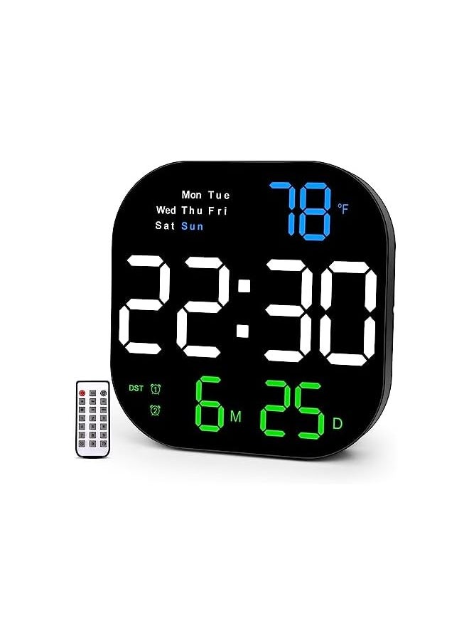 Digital Wall Clock Large Display, Digital Wall Clock with Remote, with Date Week Temperature, 10.55