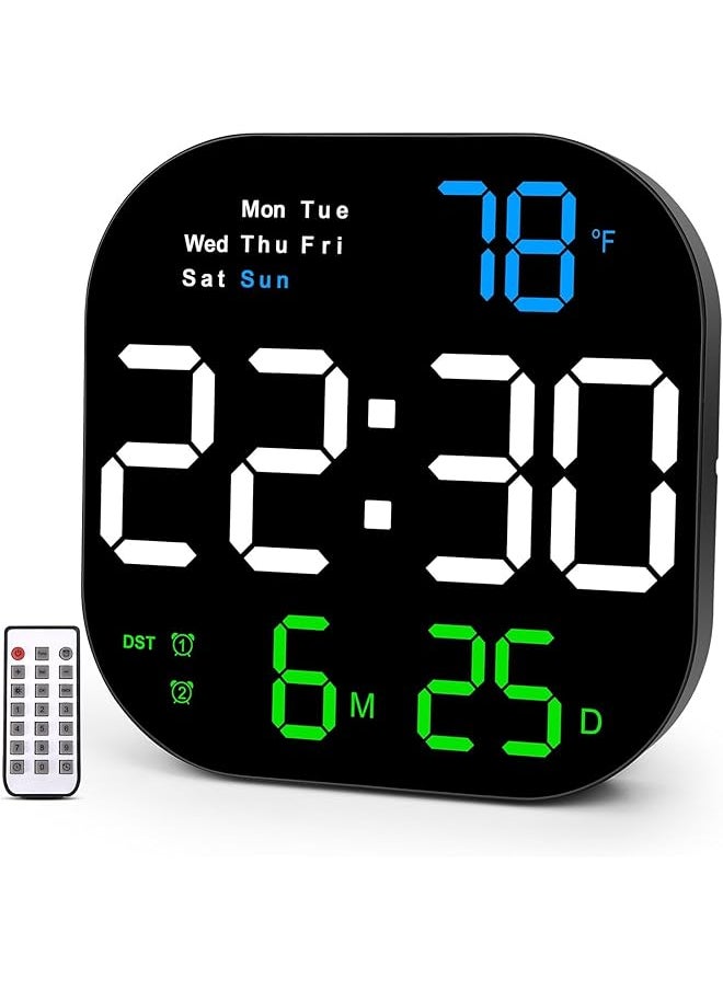 Digital Wall Clock Large Display, Digital Wall Clock with Remote, with Date Week Temperature, 10.55