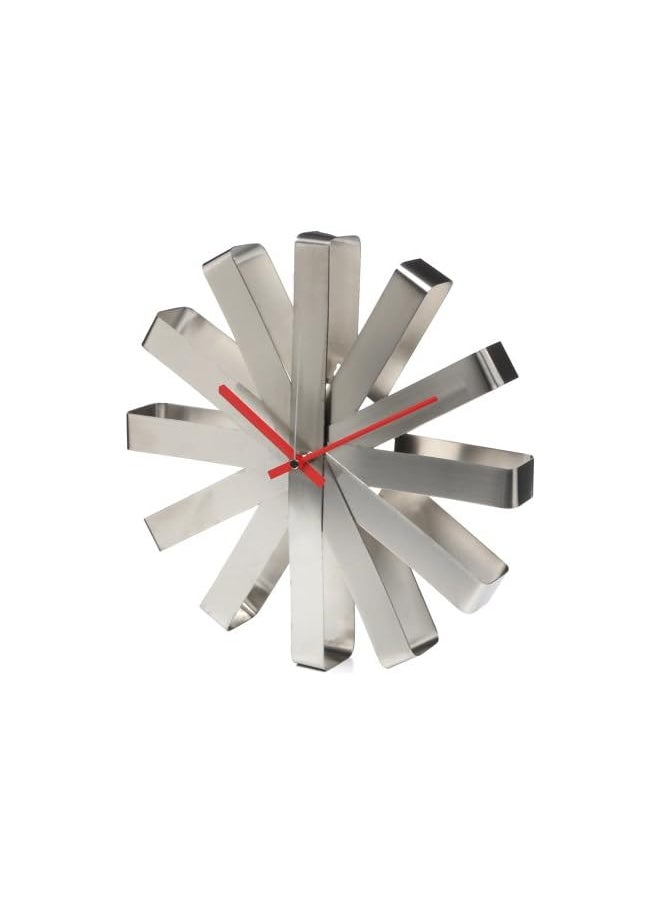 Ribbon Wall Clock, Modern Quartz Wall Clock Made of Curved Metal for Kitchen, Office and Bedroom, 30cm