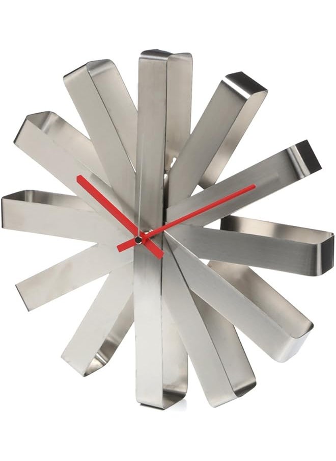 Ribbon Wall Clock, Modern Quartz Wall Clock Made of Curved Metal for Kitchen, Office and Bedroom, 30cm