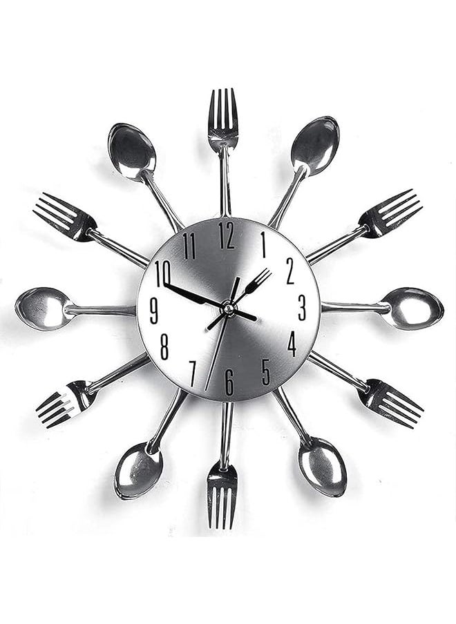 Kitchen Wall Clock 3D Removable Modern Creative Cutlery Kitchen Spoon Fork Wall Clock Mirror Wall Decal Wall Sticker Room Home Decoration (Spoon Fork)