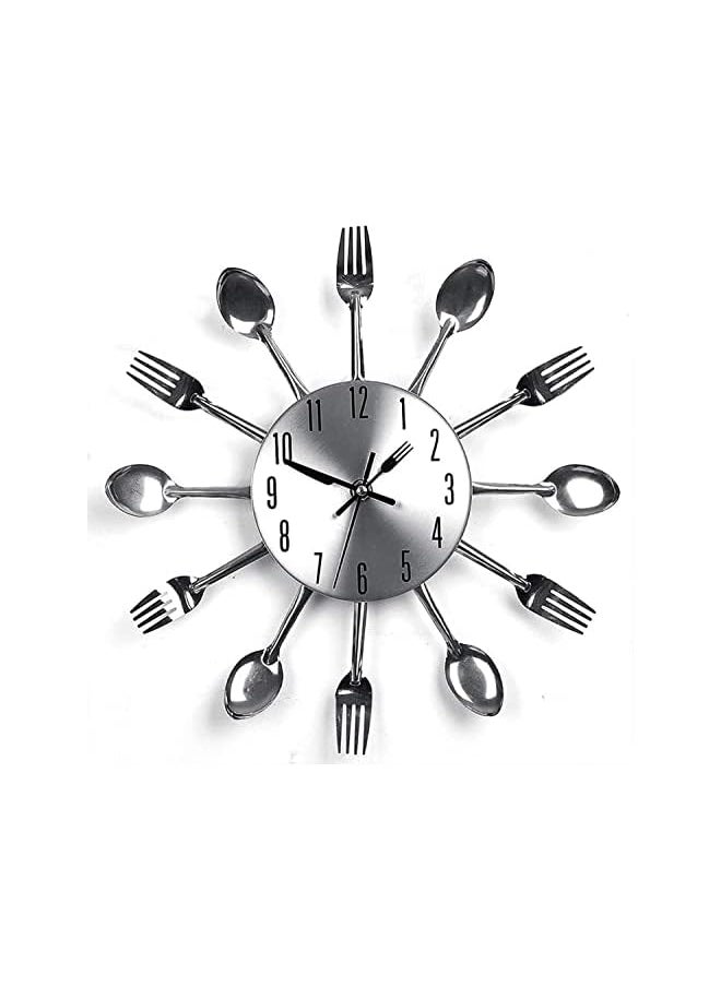 Kitchen Wall Clock 3D Removable Modern Creative Cutlery Kitchen Spoon Fork Wall Clock Mirror Wall Decal Wall Sticker Room Home Decoration (Spoon Fork)