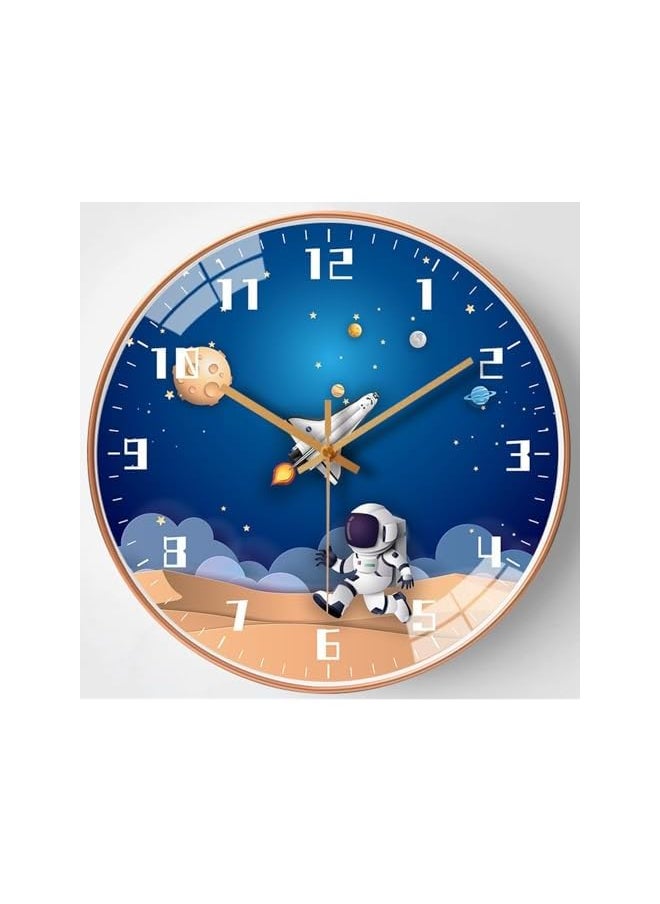 Large 3D Creative Silent Wall Clock, Non Ticking Round Decor Art Dial for Living Room Study Bedroom Kids Room School Entryway Office Home Light Luxury Decoration (Φ12