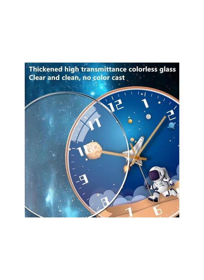 Large 3D Creative Silent Wall Clock, Non Ticking Round Decor Art Dial for Living Room Study Bedroom Kids Room School Entryway Office Home Light Luxury Decoration (Φ12