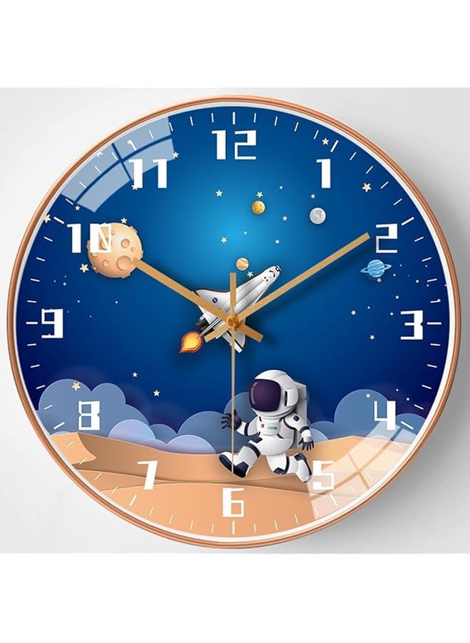 Large 3D Creative Silent Wall Clock, Non Ticking Round Decor Art Dial for Living Room Study Bedroom Kids Room School Entryway Office Home Light Luxury Decoration (Φ12