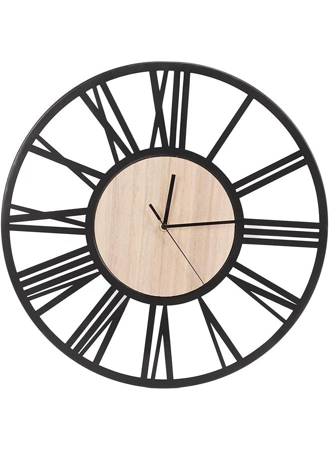 Nordic Wall Clock Modern Design, Large Hanging Clock Circular Iron Silent Wall Clock, Wall Clock Roman Numerals Decoration for Home Living Room Dining Room Office, 15.7in Dia
